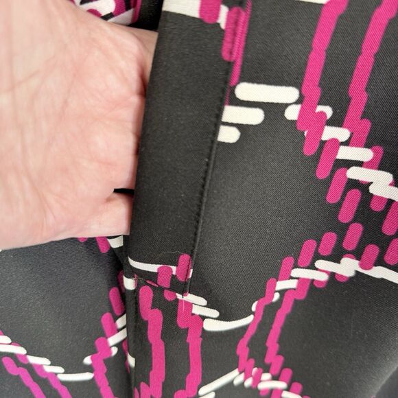 Cato Dress Womens Sz 8 Black Pink White Pockets Sleeveless Abstract Print Belt - Picture 12 of 16